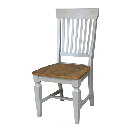 INTERNATIONAL CONCEPTS Vista Slat Back Chairs, Set of 2, Hickory/stone C41-65P